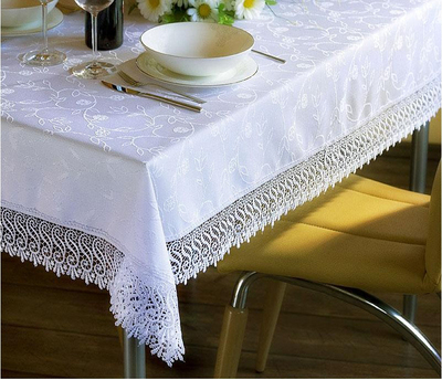 Coating jacquard tablecloth with 4“lace