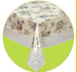 pvc pearl emboss table cloth with 4 lace